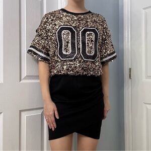 Blue B Boutique Dress Blouson Slouchy Sequin Gold Game Day Jersey Size Medium